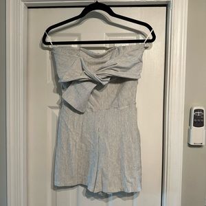 Zara Seersucker Strapless Romper